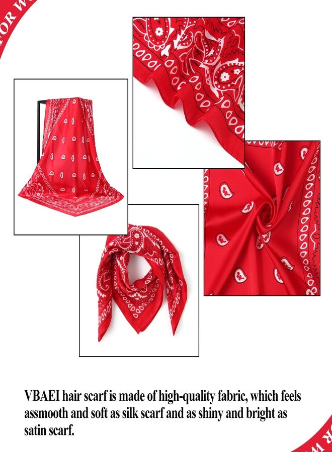 VBAEI 1 Pcs 27.5 Inches Satin Head Scarf Silk Like Stain Bandana Sleeping Hair Wrap Hair Scarf for Women(Red) - Image 3
